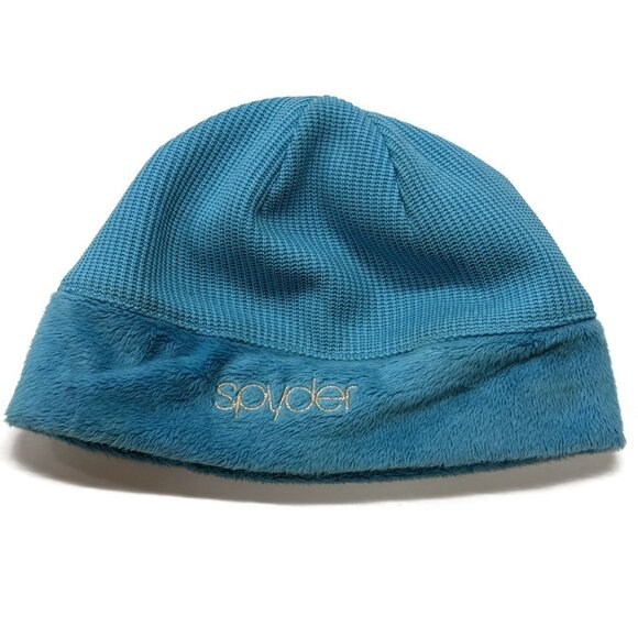 Spyder Beanie Hat Winter Ski Cap Blue Medium / Large M/L Fleece - Picture 1 of 7